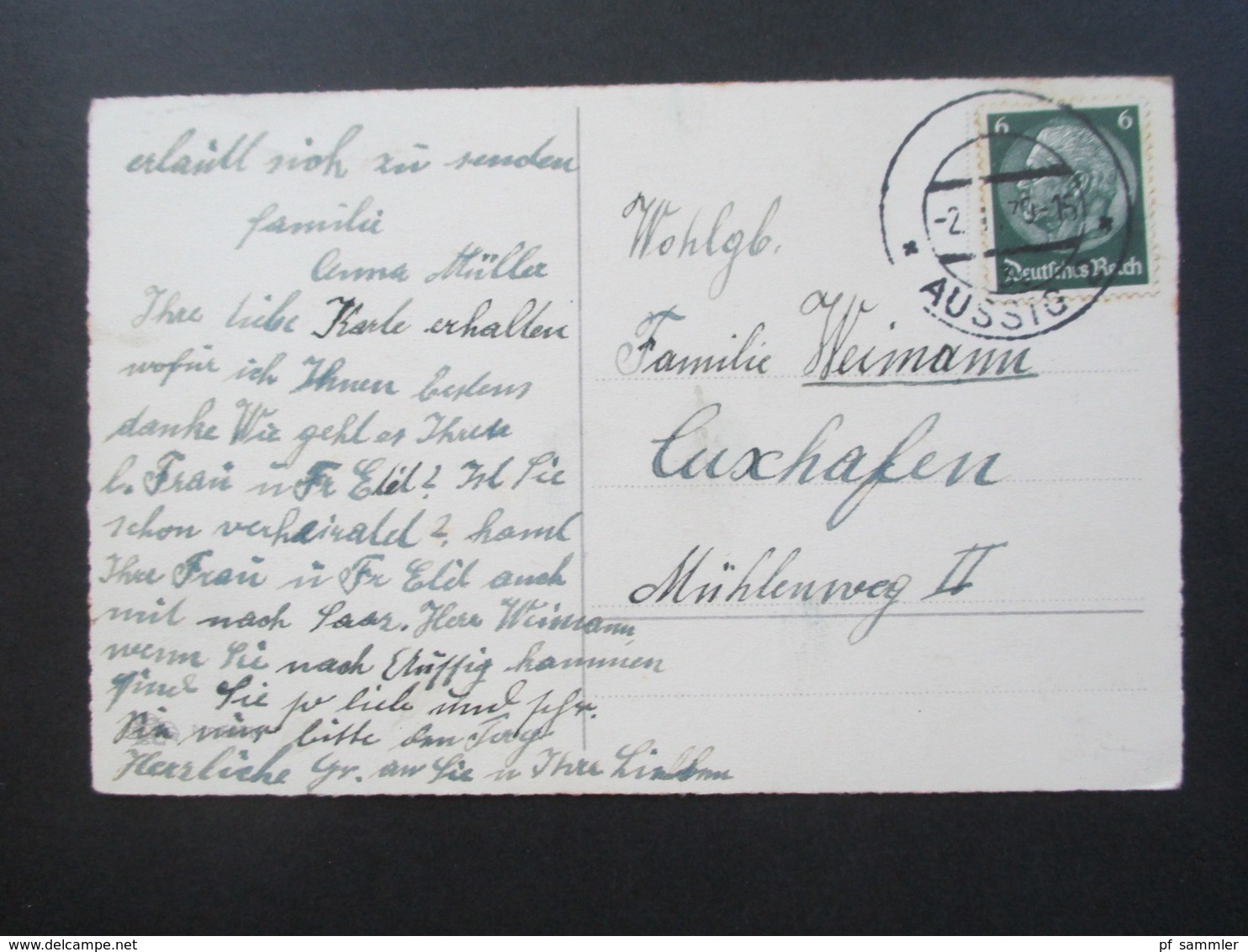 3. Reich 1939 AK Sudentenland Hindenburg EF Mit Aptiertem Stempel Aussig. Herzliche Neujahrsgrüße Künstlerkarte - Sudeten