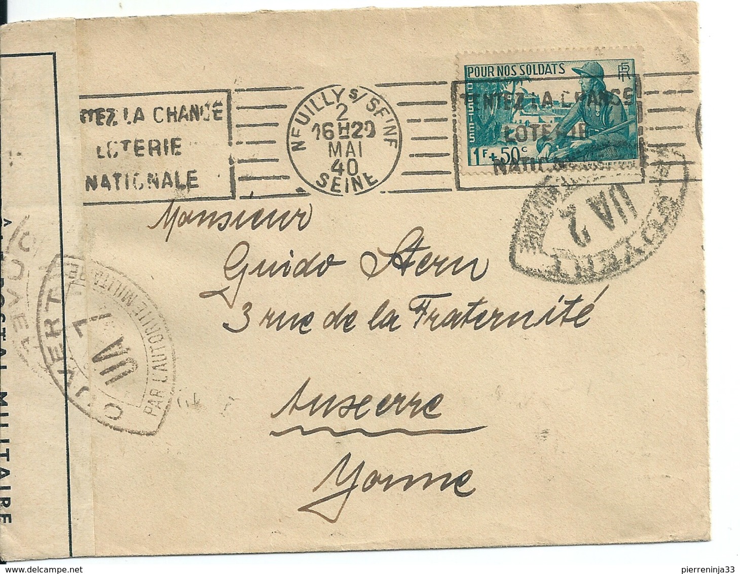 Lettre Avec Censure Militaire Et N°452 "Pour Nos Soldats"  Quelques Semaines Avant L'armistice Du 22 Juin 1940 - Lettres & Documents