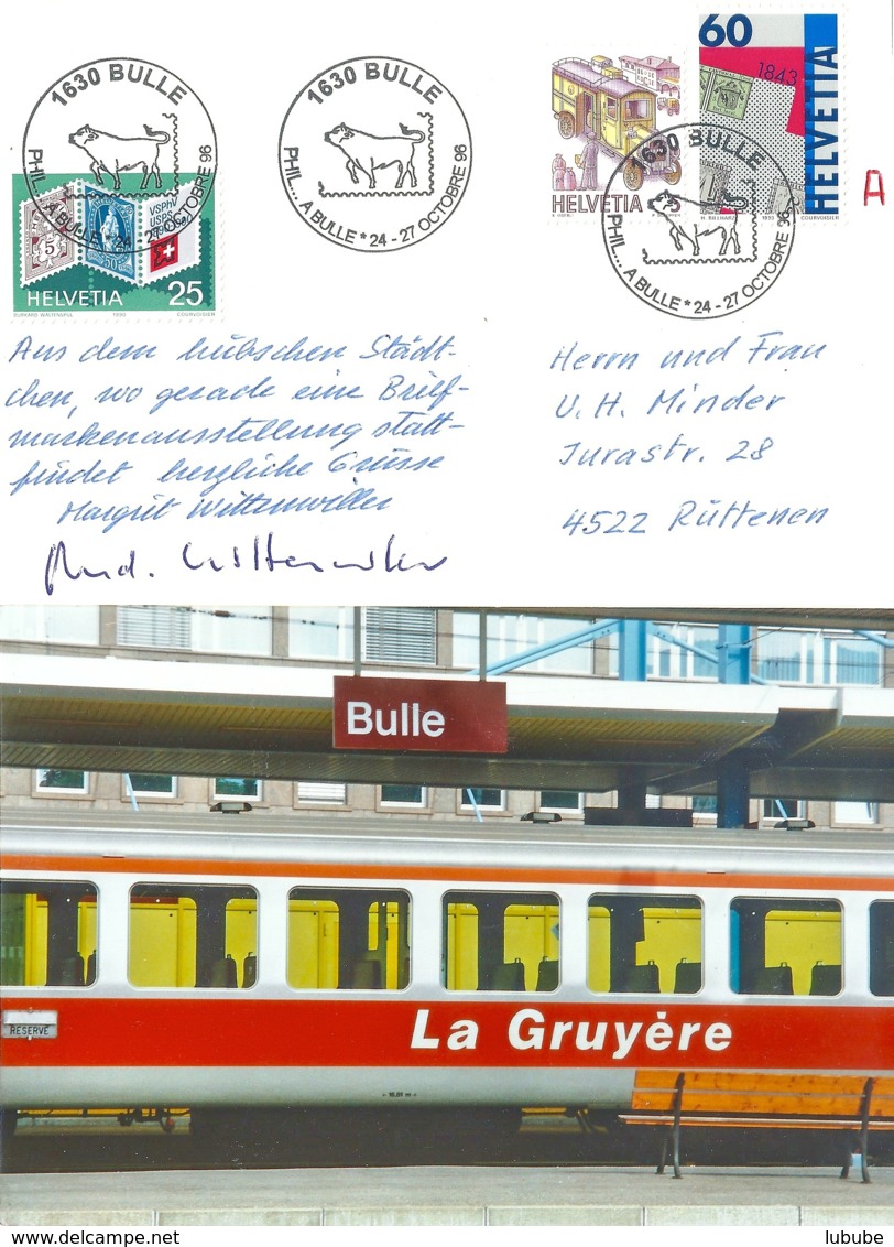 Bulle - La Gare - Train La Gruyère  (Sonderstempel)               1996 - Bulle