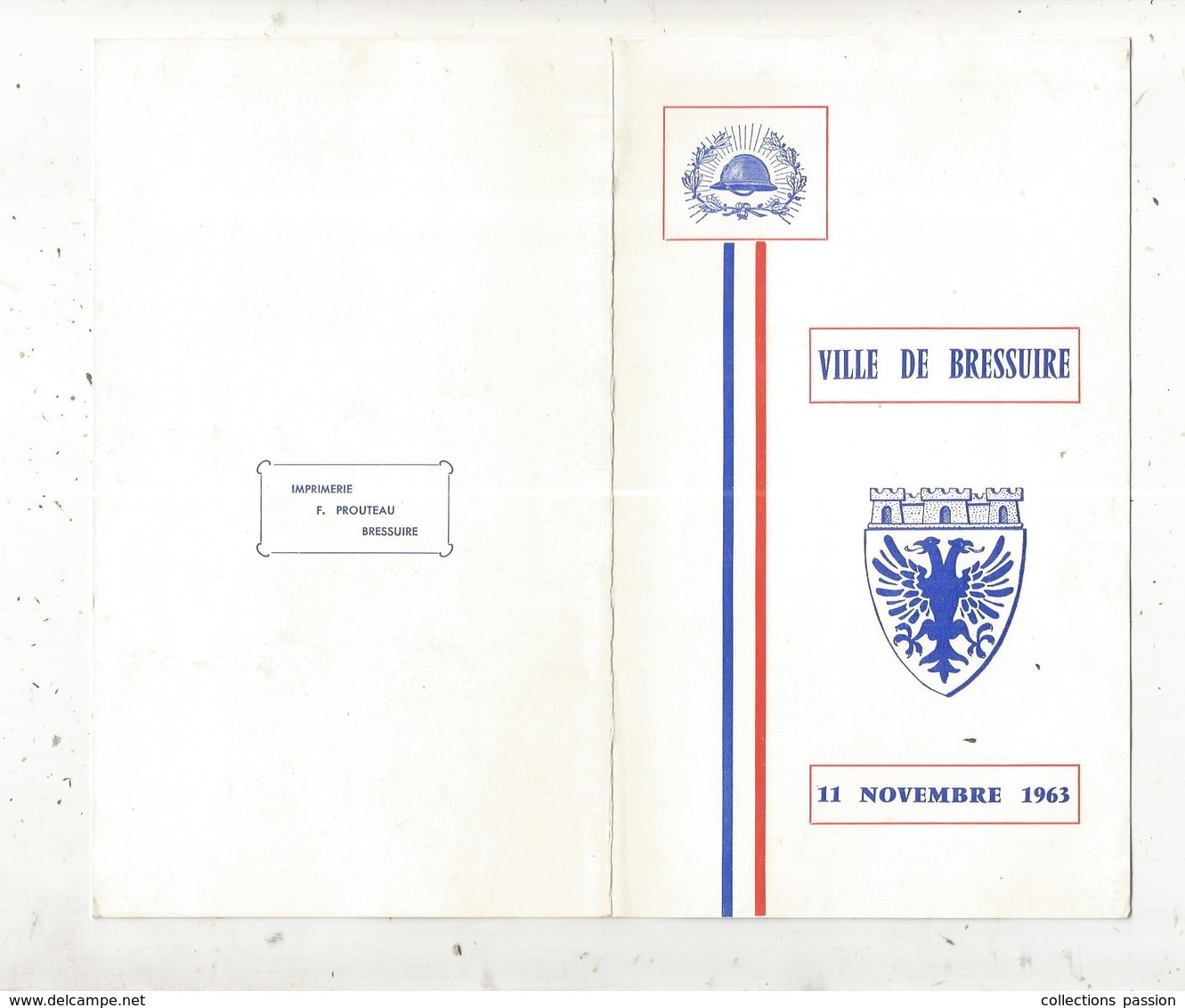 Menu , 11 NOVEMBRE 1963 (Armistice),  Ville De BRESSUIRE ,  Deux Sèvres ,  2 Scans , Frais Fr 1.75 E - Menus