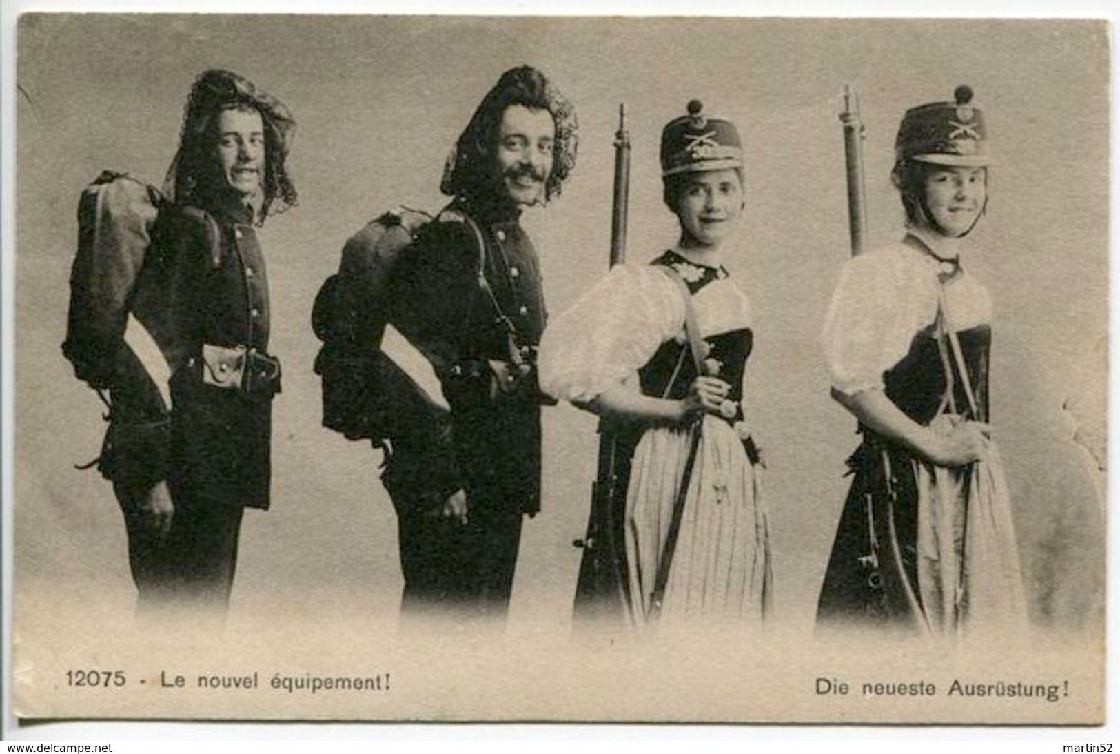 Schweiz Suisse 1910: Bild-PK CPI  "Le Nouvel équipement / Die Neueste Ausrüstung" - Uniforms