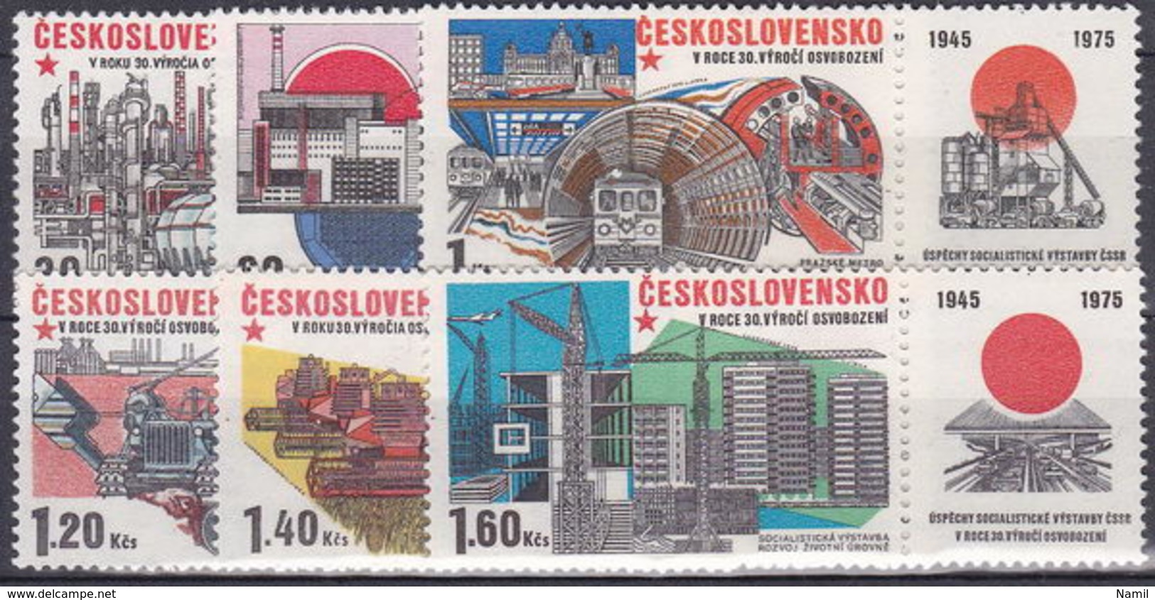 ** Tchécoslovaquie 1975 Mi 2285-90 Zf (Yv 2128-33 Avec Vignettes), (MNH) - Nuovi