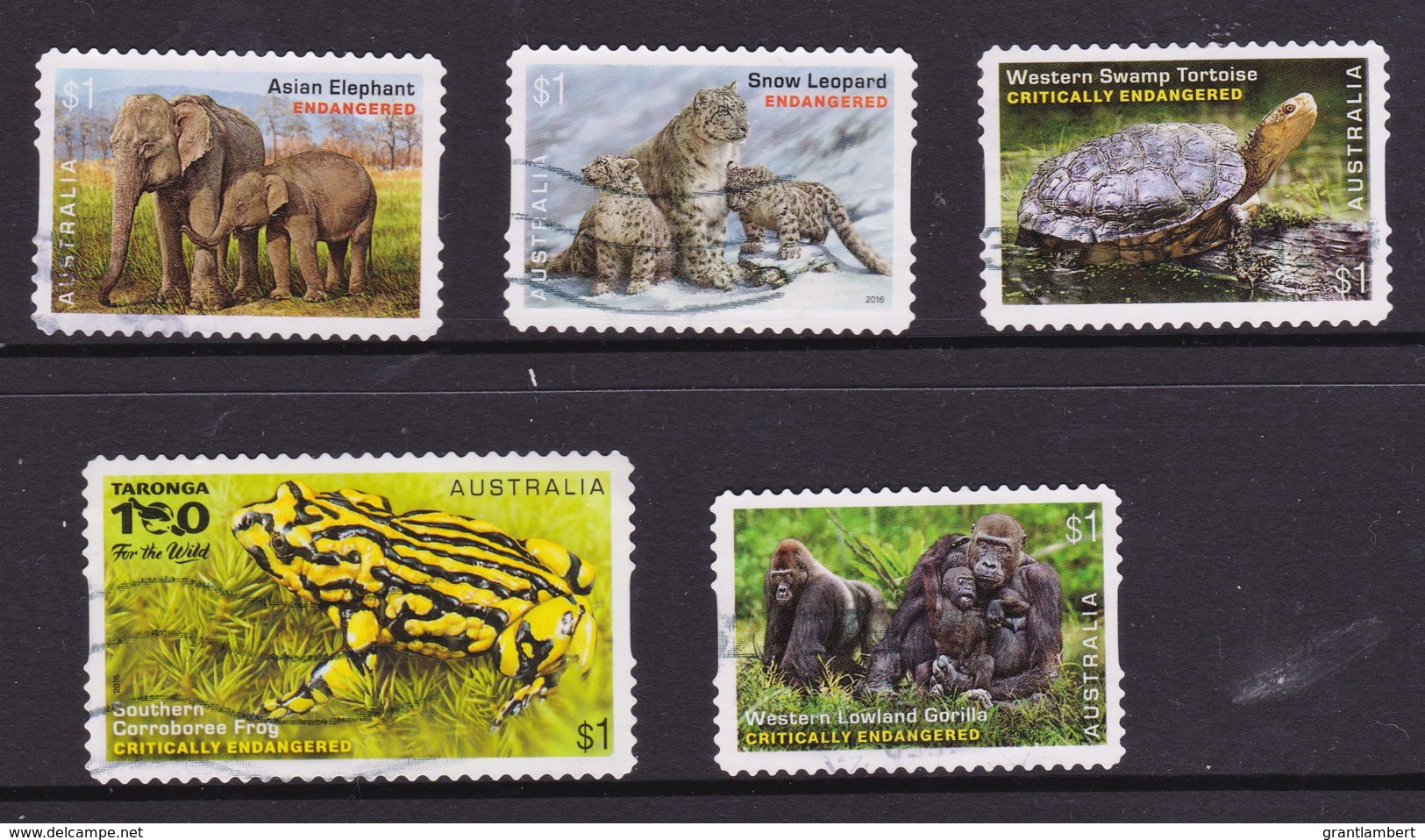 Australia 2016 Endangered Wildlife Five Self-adhesives Used - Usati