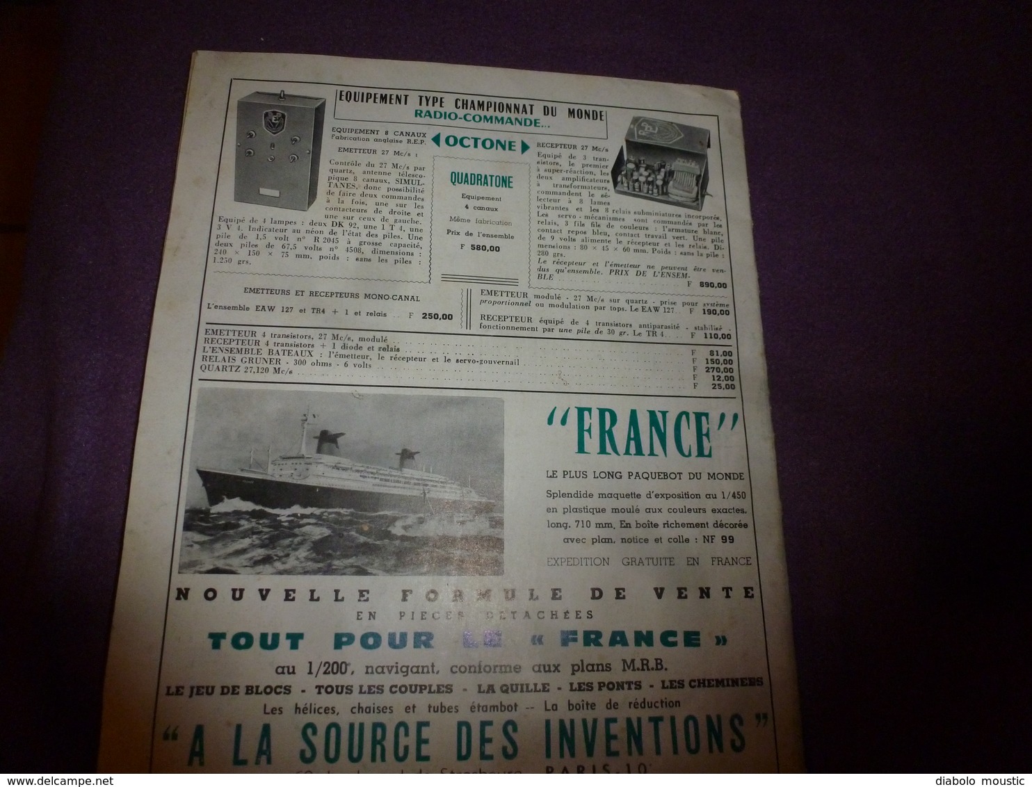 1963 Le Modèle Réduit de BATEAU (L'Oiseau des Îles de M. B. Morio (Vannes)(Chalutier anglais Gleaner par Alain Sergent)