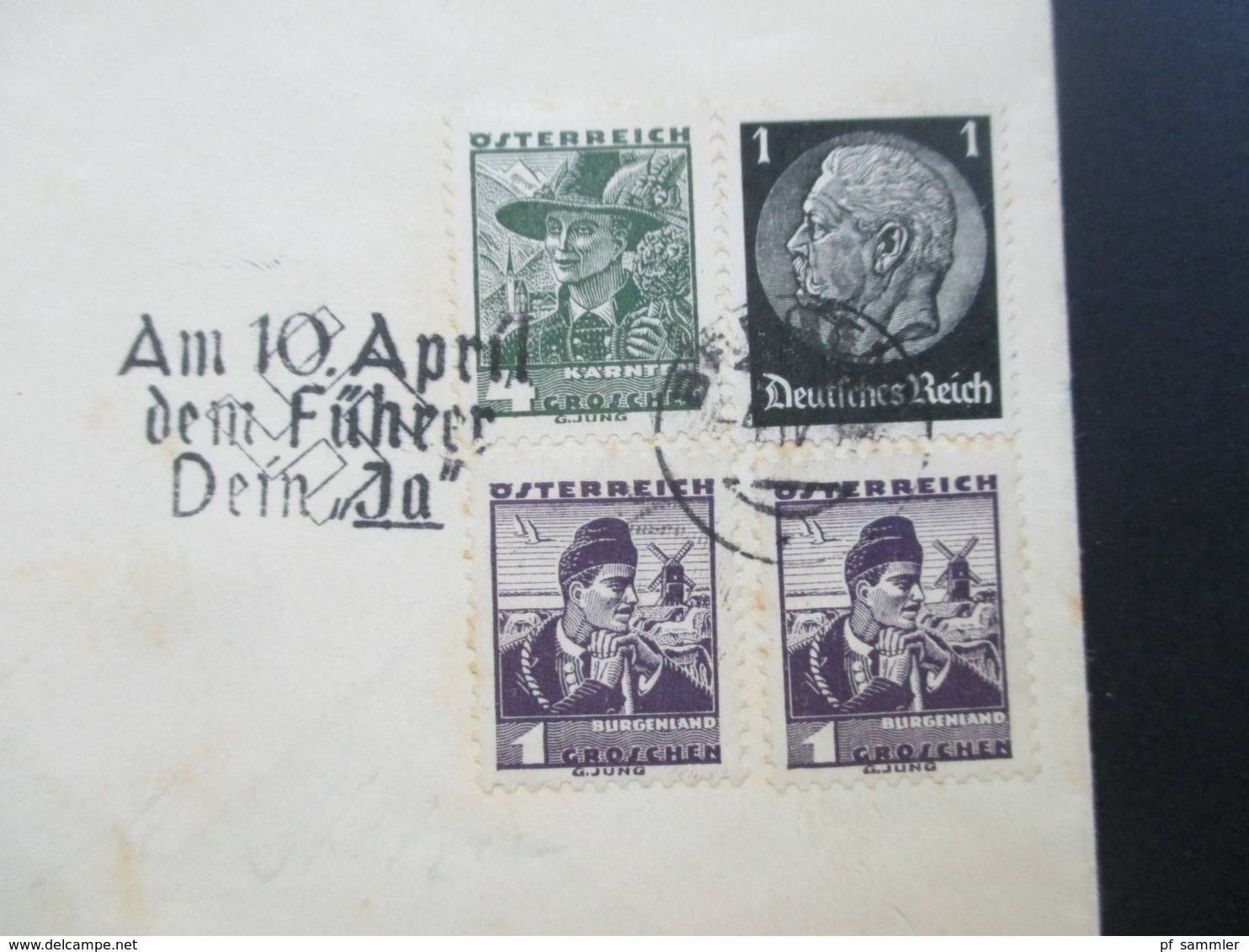 Österreich 1939 MiF Volkstrachten Und Hindenburg Stempel Am 10. April Dem Führer Dein Ja / Propagandastempel - Covers & Documents