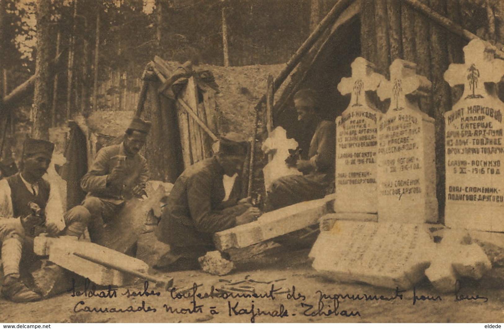 Serbs Soldiers Making Graves For Their Companions Killed In Kajmak Celan . Tailleurs De Pierres Tombales - Serbie