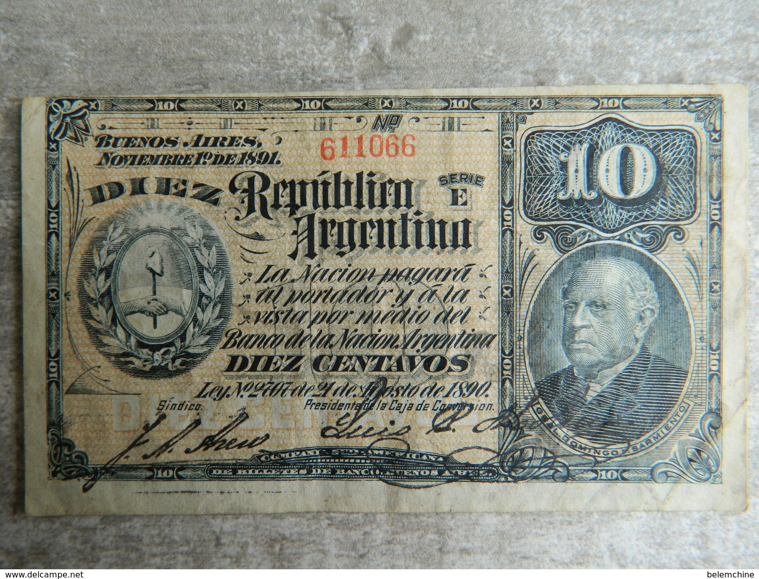 BILLET REPUBLICA ARGENTINA 10 DIEZ CENTAVOS QUI DATE DE 1891  ( En L'état, Voir Photos) - Argentina