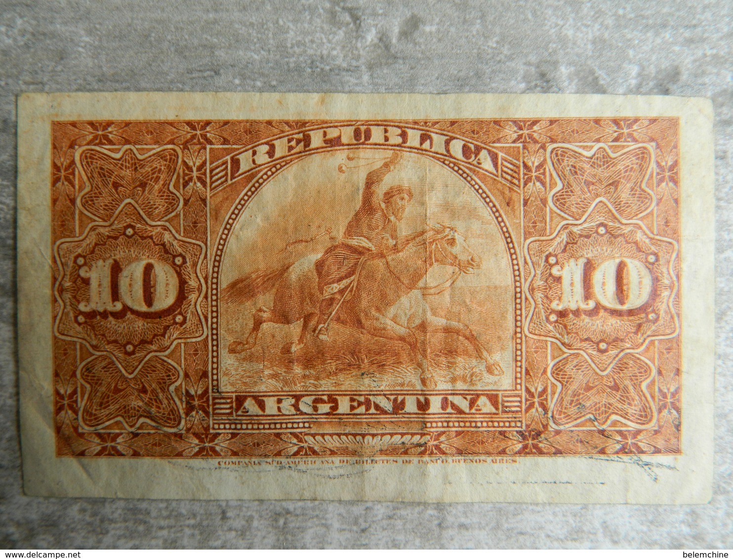 BILLET REPUBLICA ARGENTINA 10 DIEZ CENTAVOS QUI DATE DE 1891  ( En L'état, Voir Photos) - Argentina