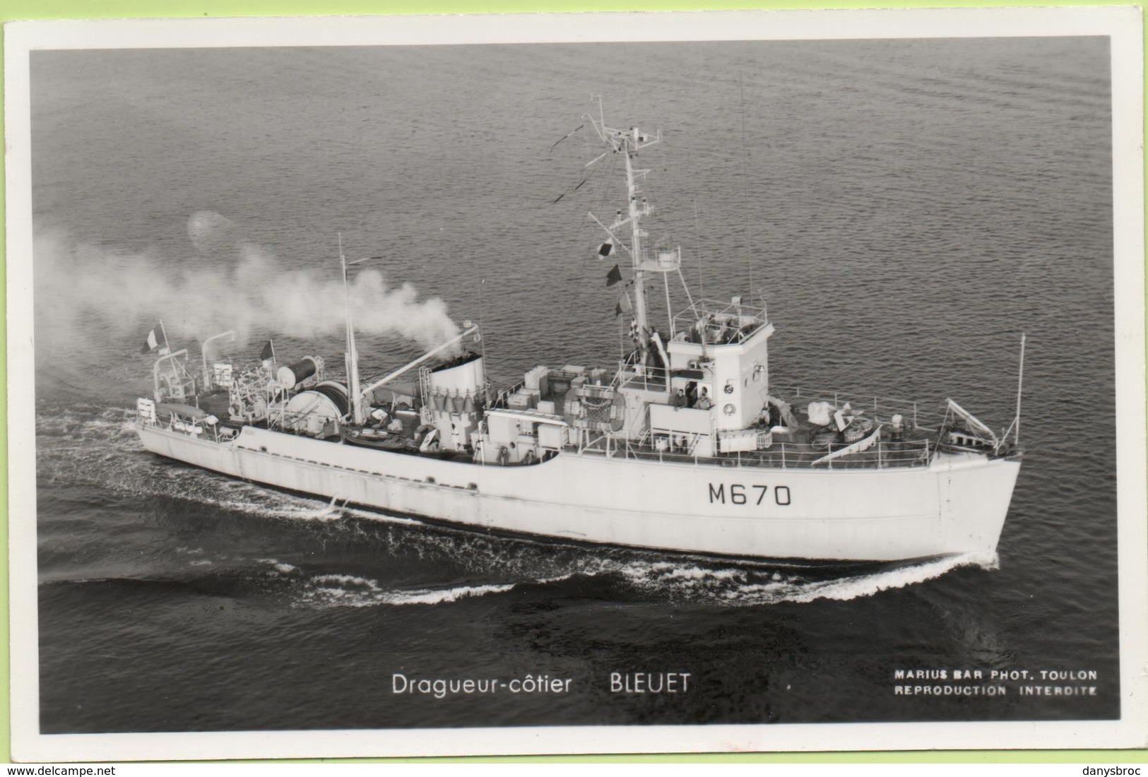 DRAGUEUR-CÔTIER  BLEUET   / Photo Marius Bar, Toulon / Marine - Bateaux - Guerre - Militaire - Guerra