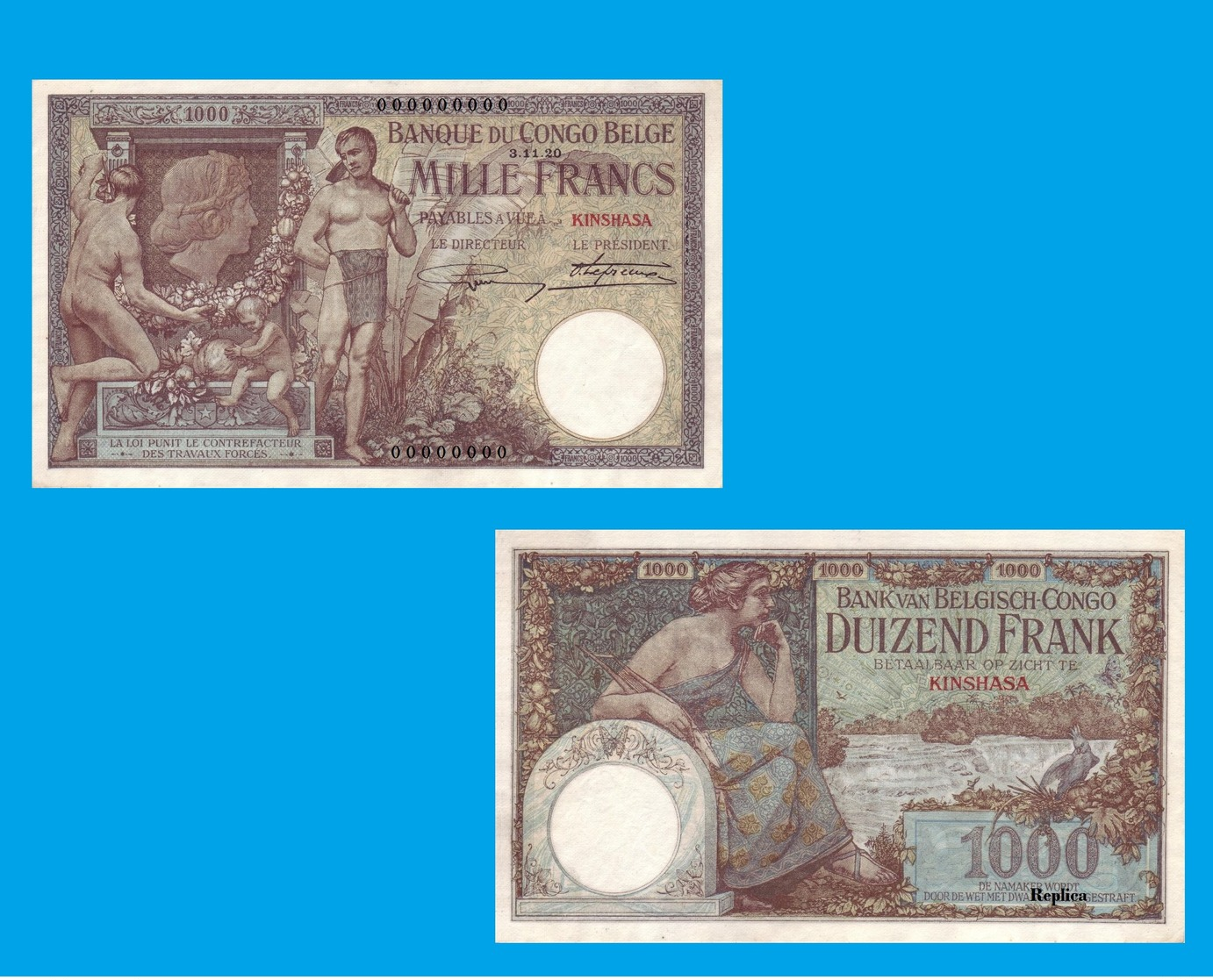 1000 Francs Kinshasa 3.11.1920 - Non Classés