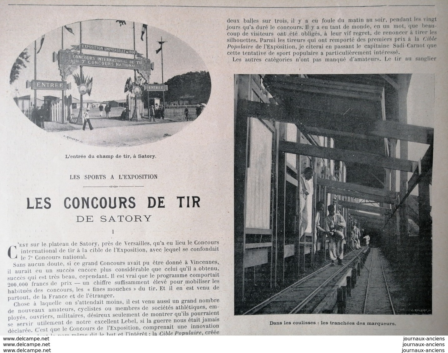 1900 LES CONCOURS DE TIR DE SATORY - LES SPORTS À L'EXPOSITION - 1900 - 1949