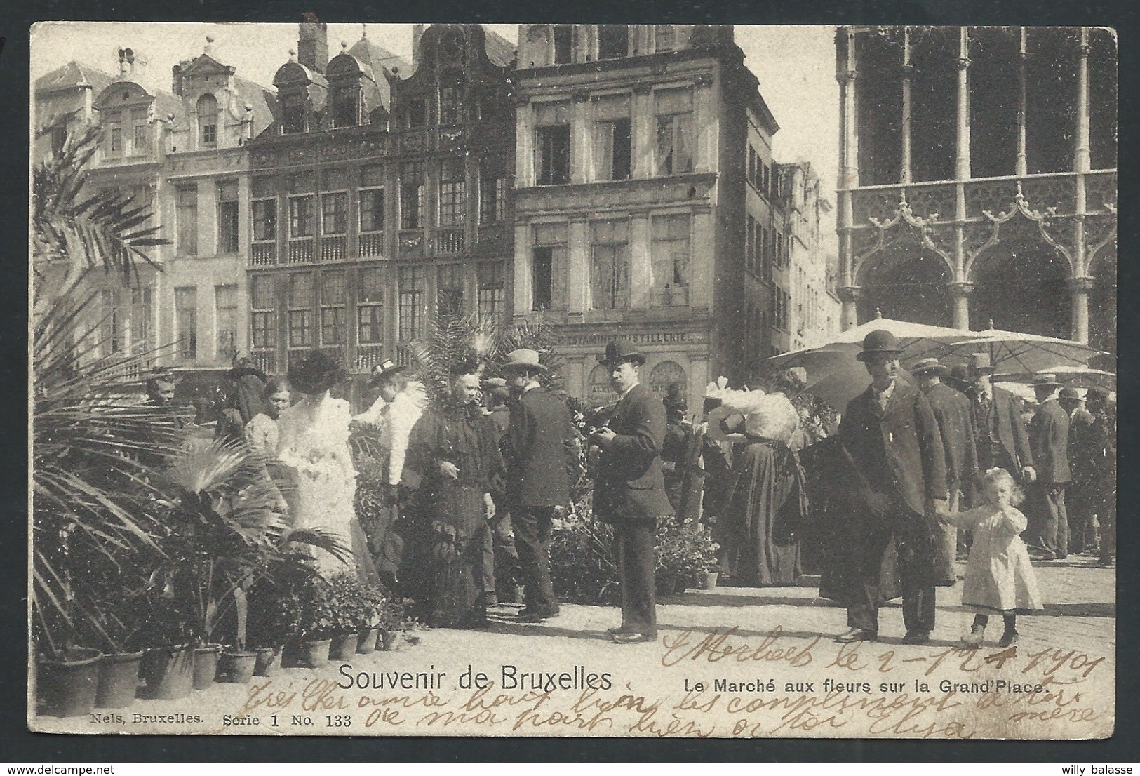 +++ CPA - BRUSSEL - Souvenir De BRUXELLES - Le Marché Aux Fleurs Sur La Grand'Place - Nels Série 1 N° 133   // - Marchés