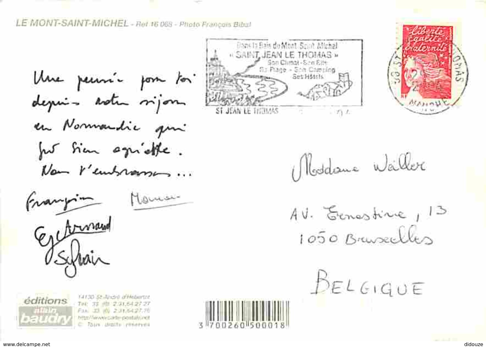 50 - Le Mont Saint Michel - Vue Générale Aérienne - Flamme Postale - Voir Scans Recto-Verso - Le Mont Saint Michel