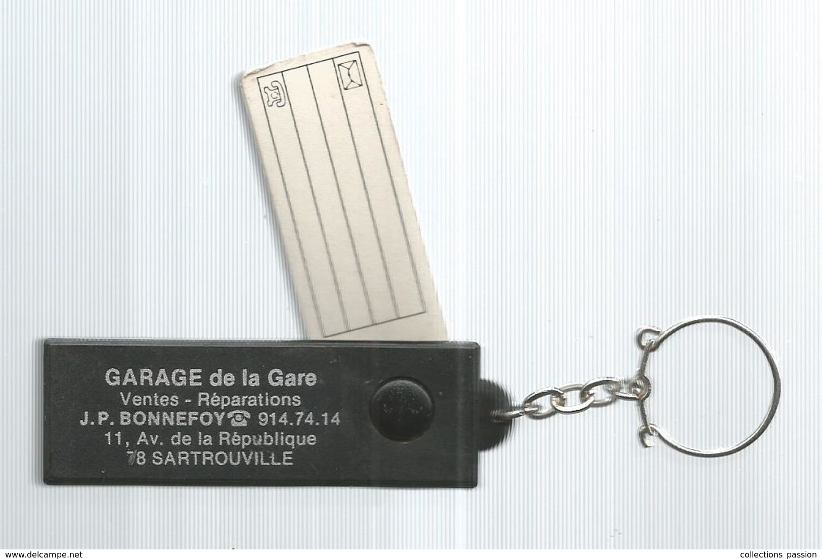 Porte Clefs, Clé, Automobile , Garage  De La Gare,  78 ,  Sartrouville , J.P Bonnefoy , 2 Scans , Frais Fr 1.95 E - Llaveros