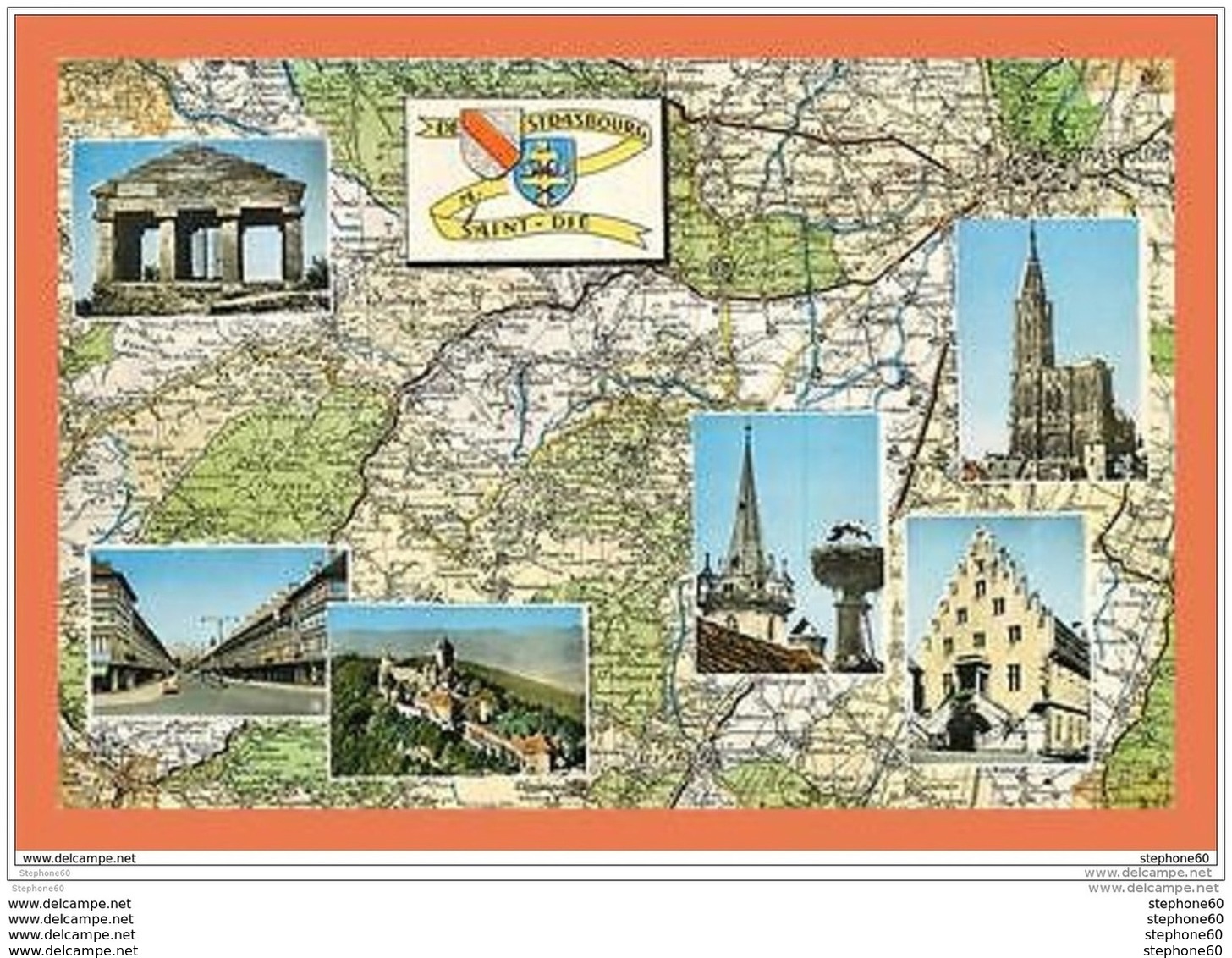 A628 / 077  67 - De Strasbourg à Saint Die Carte Géographique Multivues - Autres & Non Classés