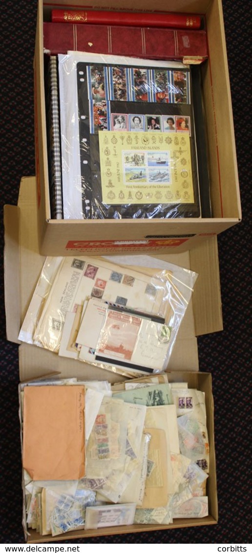 BRITISH COMMONWEALTH & GB ACCUMULATION In A Carton With Ranges In Albums, Stock Books, On Leaves In Folders, In Packets  - Andere & Zonder Classificatie