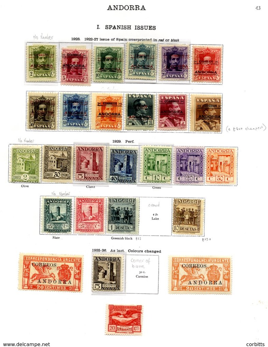 ANDORRA 1928-1935 Mainly M Collection Incl. FRENCH PO's, 1931-1935 Incl. 1931 France Issues Optd Set To 5f M, 10f & 20f  - Other & Unclassified