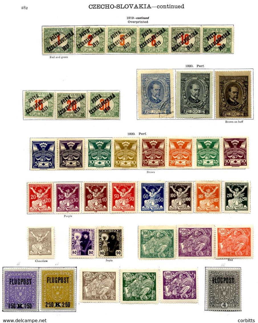 CZECHOSLOVAKIA 1918-1936 Complete Apart From 4 Stamps, Mainly M A Few FU Incl. 1918 Embossed Arc Roulette Set, 1919 Diag - Other & Unclassified