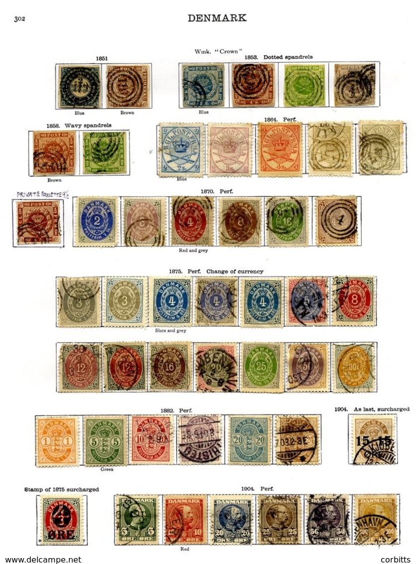 DENMARK 1851-1935 M & U Complete Collection Incl. 1851-54 2 R.B.S & 4 R.B.S U, 1915 Surcharges 80o On 8o & 80o On 12o FU - Sonstige & Ohne Zuordnung