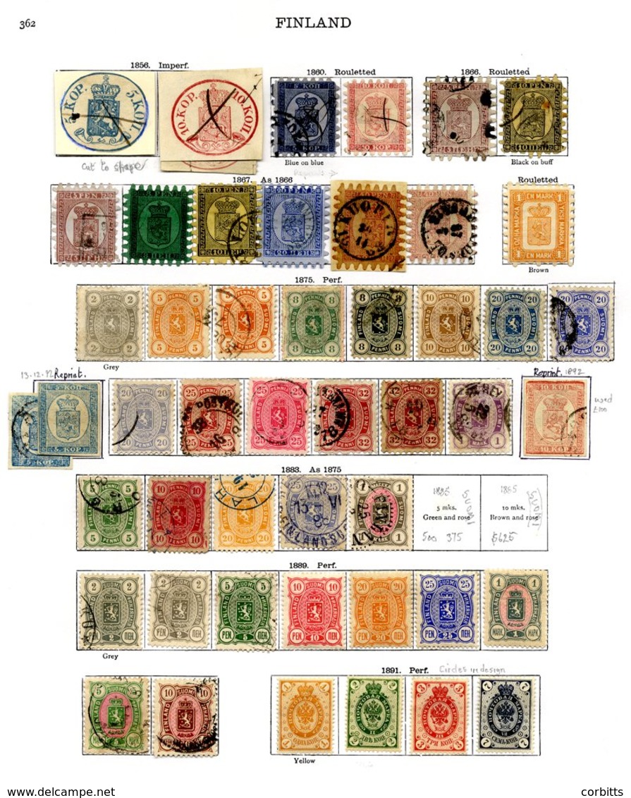 FINLAND 1860-1937 M & U Collection With Virtually All Spaces Filled (less A Couple) Incl. Roulette Arms Types To 40p (2) - Otros & Sin Clasificación