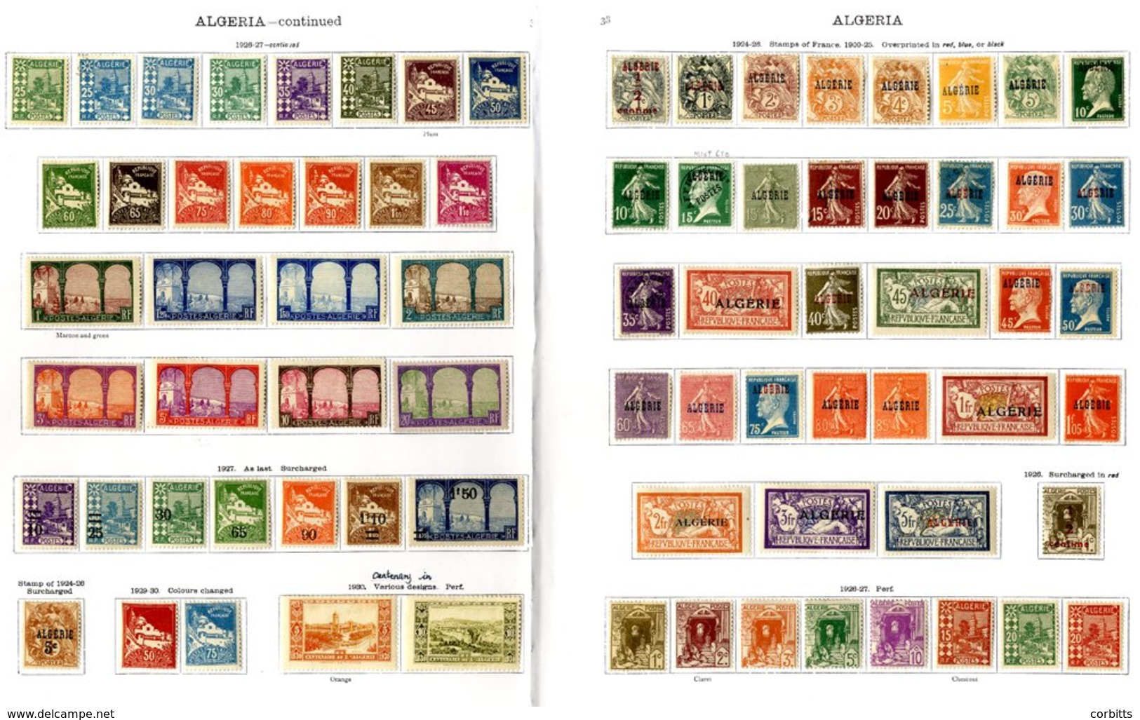 FRANCE (ALGERIA) 1924-1936 Complete M Collection Incl. Scarcer Sets, War Charity & 1930 Centenary Etc. Cat. £600 Approx. - Sonstige & Ohne Zuordnung