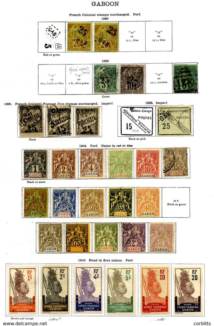 FRANCE (GABON) 1886-1936 Fairly Complete Mainly M Collection From Some Early Overprints U, 1904 To 40c M, 50c To 1f M, 2 - Other & Unclassified