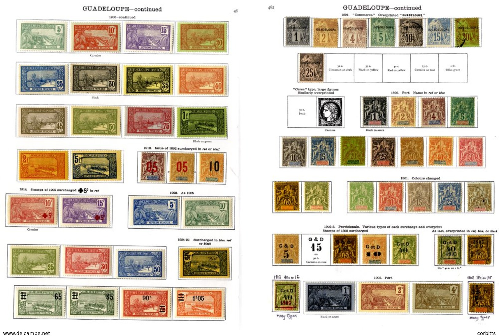 FRANCE (GUADELOUPE) 1884-1935 Mainly M Collection From A Good Range Of Opts. On Tablet Types 1892 To 1f, 1901 New Colour - Sonstige & Ohne Zuordnung