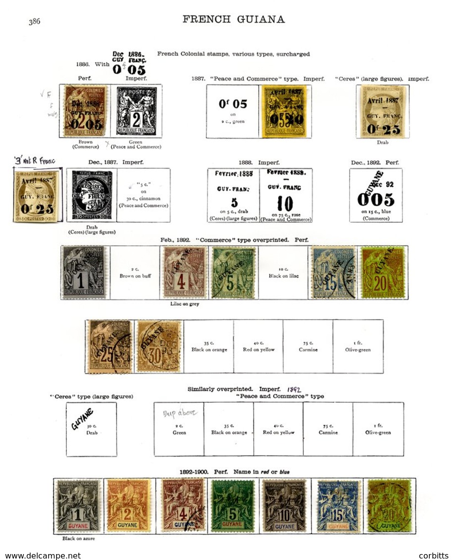 FRANCE (GUIANA) 1886-1933 Collection With Early Surcharges & Opts. Guyane Opt. Values To 30c, 1892 To 2f, 1904 To 5f, Su - Otros & Sin Clasificación