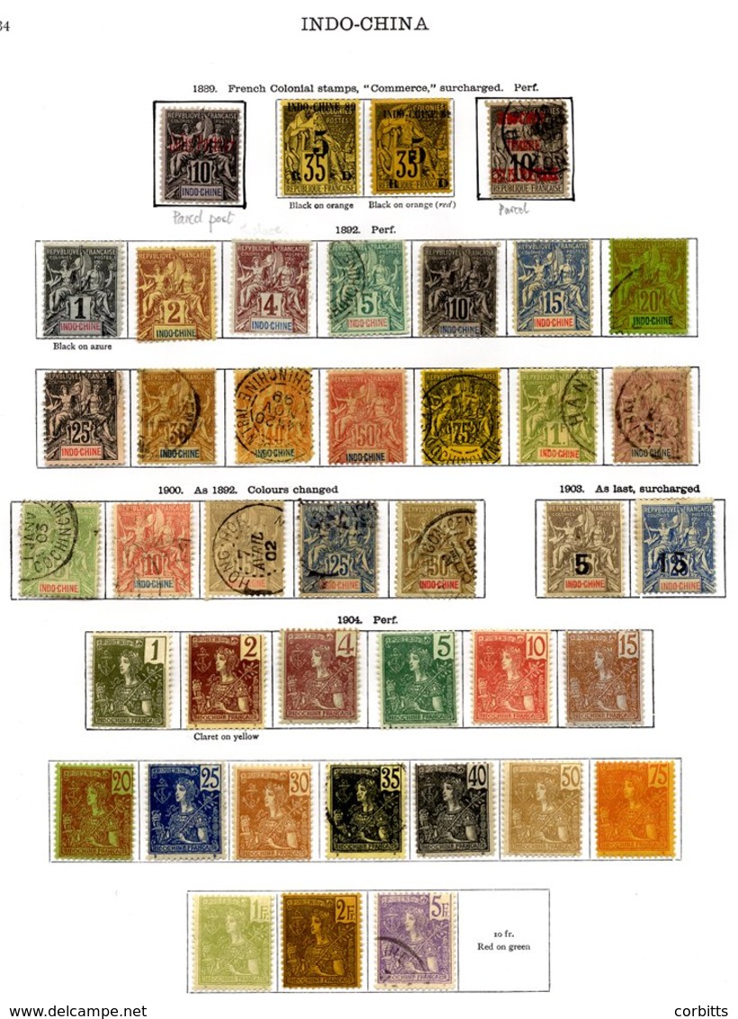 FRANCE (INDO CHINA) 1889-1933 Collection With Few Earlier, 1892 To 5f, 1904 To 5f, 1907 To 10f Surcharges, 1918 Set Of S - Autres & Non Classés