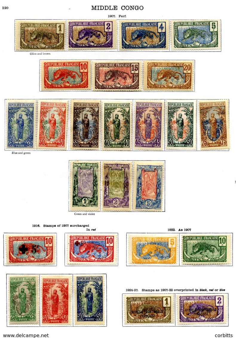 FRANCE (MIDDLE CONGO) 1907-1933 Collection With 1907 To 5f M, 1924 To 5f Surcharges, 1933 Set (few U) Etc. (106) Cat. £5 - Otros & Sin Clasificación