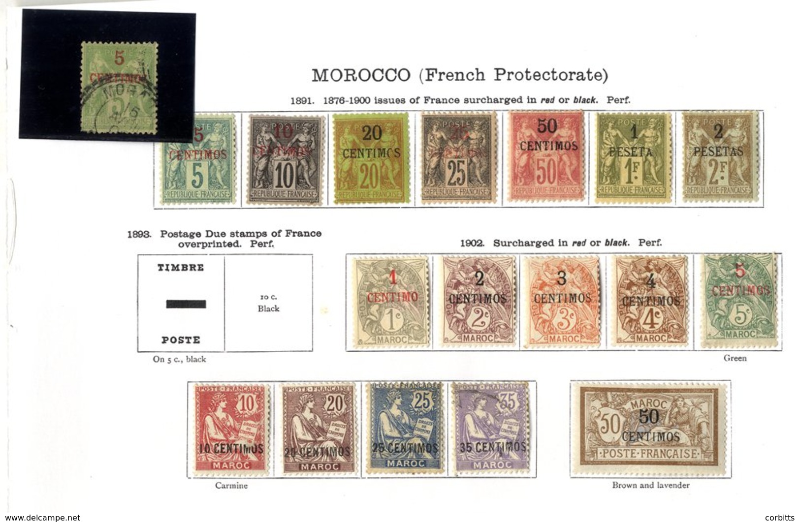 FRANCE (MOROCCO) 1891-1935 Collection With 1891 To 2f (one Of Each Value) M, 1902 To 2p (2p & 35c U), 1911 Set To 1p, 19 - Sonstige & Ohne Zuordnung