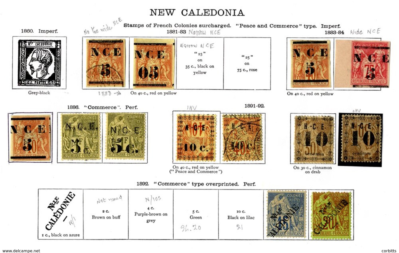 FRANCE (NEW CALEDONIA) 1881-1933 Collection With A Range Of Early Ovpts Incl. Some Scarce, 1892 To 1f (few U), 1900 New  - Otros & Sin Clasificación