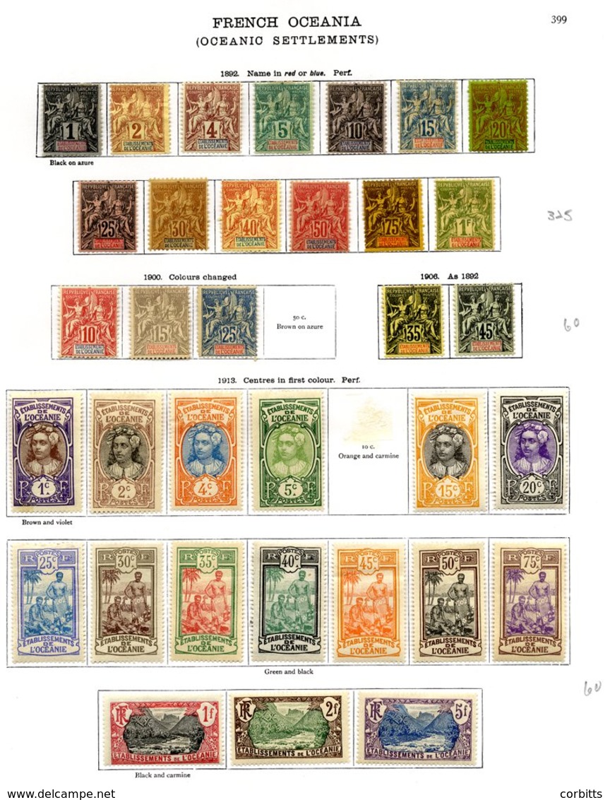 FRANCE (OCEANIC SETTLEMENTS) 1892-1934 Mainly M Collection With 1896 'Tablets' To 1f, 1913 To 5f (exc. 10c), Surcharged  - Other & Unclassified