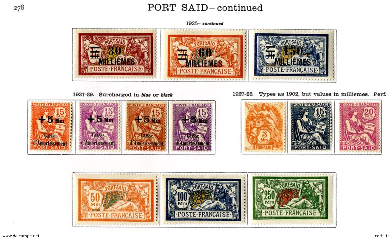 FRANCE (PORT SAID) 1899-1925 Collection With 1899 15 Values To 5f M, 1921-23 Values To 30c M Etc. Later Plus A Registere - Otros & Sin Clasificación