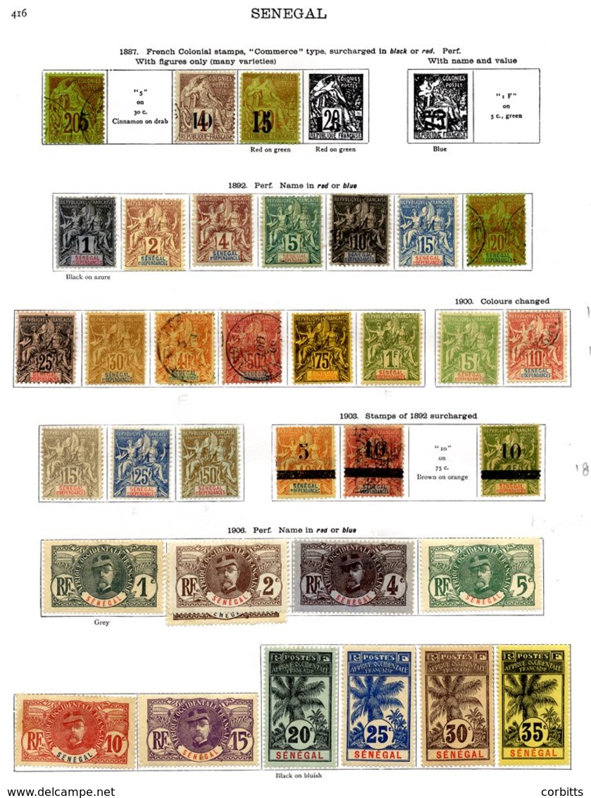 FRANCE (SENEGAL) 1887-1935 Collection With 1892 To 1f, 1900 Colour Changes, 1906 To 5f & Many To 1930's. Cat. £850+ (155 - Autres & Non Classés