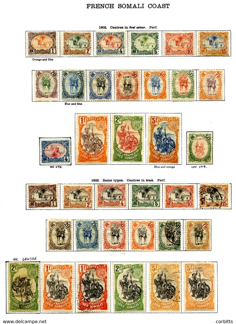 FRANCE (SOMALI COAST) 1902-1933 Collection On Leaves With 1902 To 5f, 1903 To 5f, 1909 To 5f, 1915-16 Set & Useful Surch - Autres & Non Classés