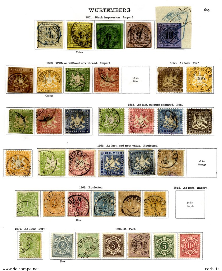 GERMAN STATES WURTEMBURG 1851-1900 Mainly U Range With 1851 Set Incl. 18k U On Piece, 1857 To 9k, 1859 To 18k Etc. Very  - Sonstige & Ohne Zuordnung