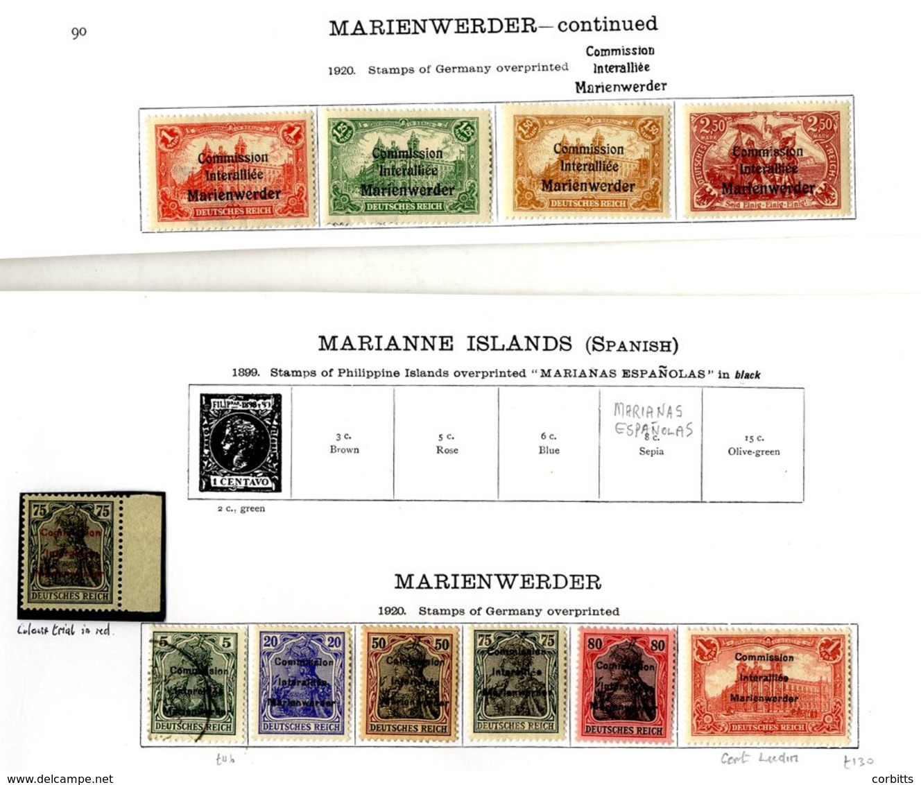 GERMANY MARIENWERDER 1920 Set All FU Except 2m & 3m Are M, 1920 Optd. Set M & 1920 PLEBISCITE Set M Etc. - Otros & Sin Clasificación