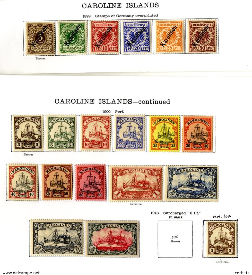 GERMAN COLONIES CAROLINE ISLANDS 1899 Optd. Set M & 1901 Yacht Set M. Cat. £450 (20) - Other & Unclassified