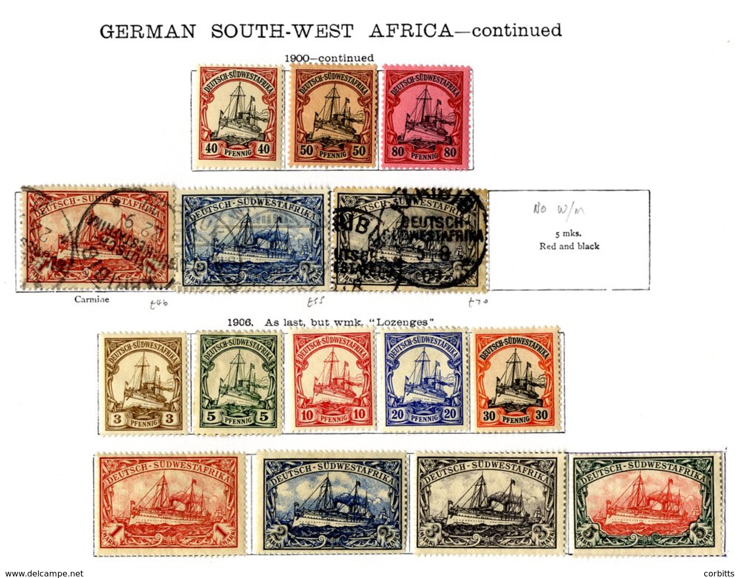 GERMAN COLONIES GERMAN NEW GUINEA 1897 Optd. Set M (Cat. £120), 1900 No Wmk. Yacht Set M (Cat. £325). GERMAN SOUTH WEST  - Other & Unclassified