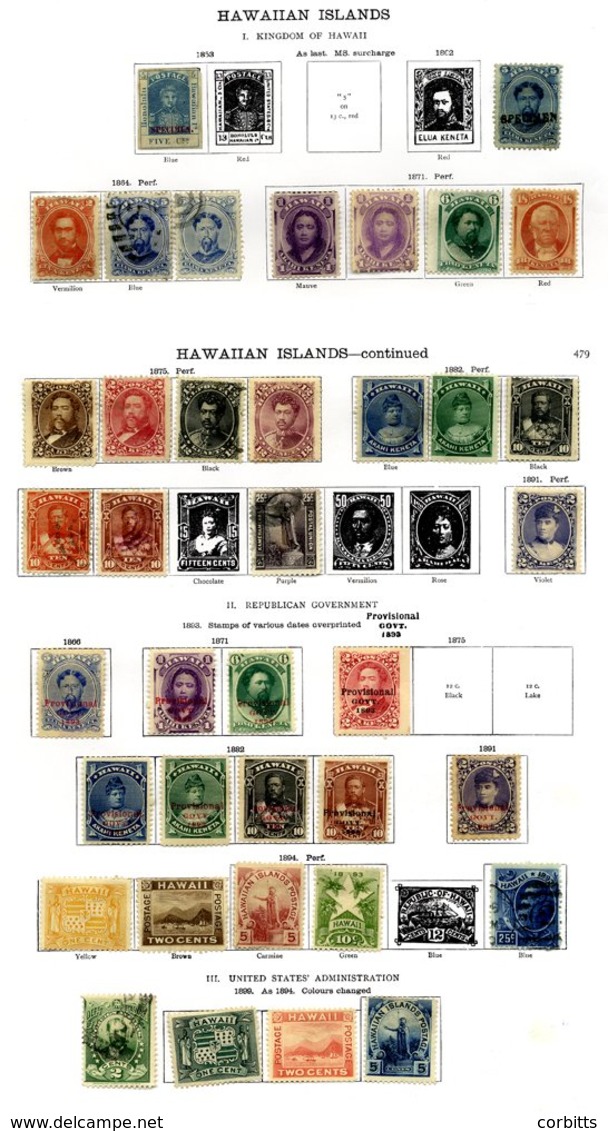 HAWAII 1853-1899 Collection Of 39 Stamps M/unused Or U Incl. 1853 5c Optd. SPECIMEN, 1864 2c Unused, 5c U (2), 1871 1c U - Sonstige & Ohne Zuordnung