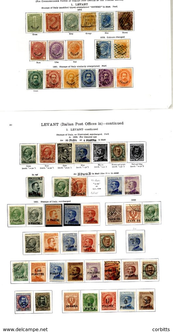 ITALY (LEVANT) 1874-1922 Collection With General Issues, Good Range Vals To 2l, Ovpts For Individual Areas, Mixed M & U  - Other & Unclassified