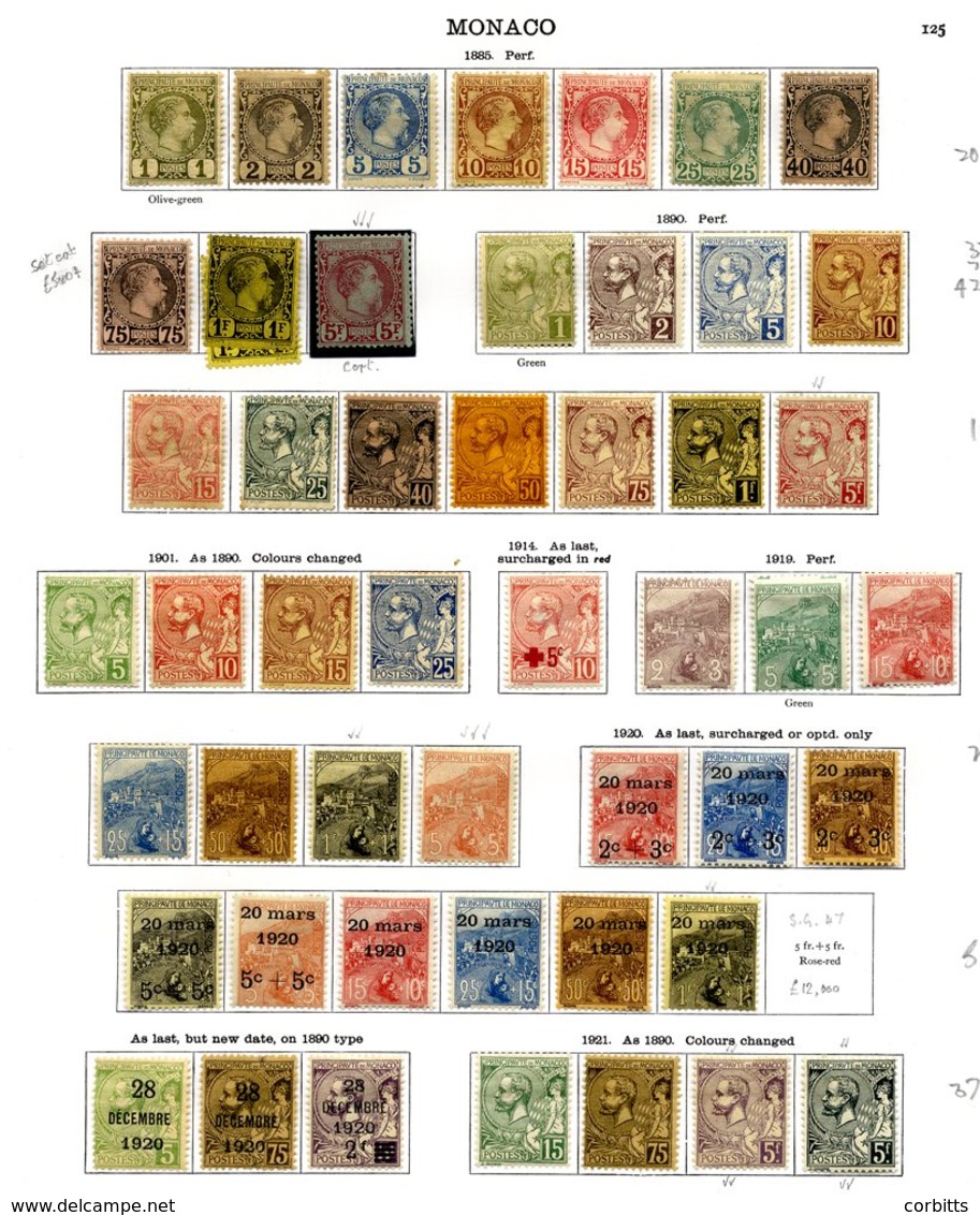 MONACO 1885-1935 Valuable Fairly Complete Collection Incl. 1885 To 5f M (5f With 2016 Scheller Cert), 1f With Small Faul - Other & Unclassified