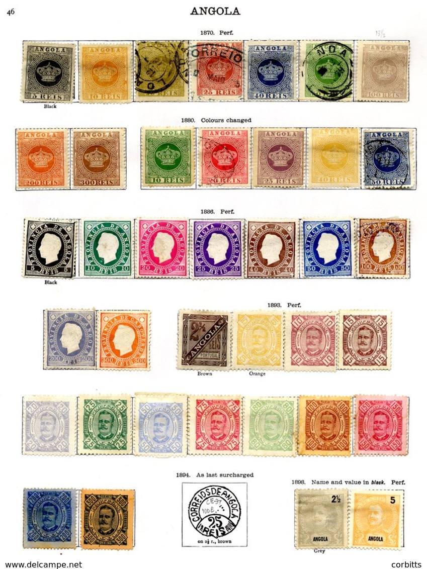 PORTUGAL (ANGOLA) 1870-1934 M & U Collection Incl. Crown Issue 1870 To 1885 Values To 50r Etc. Mostly U, 1886 To 300r (1 - Otros & Sin Clasificación