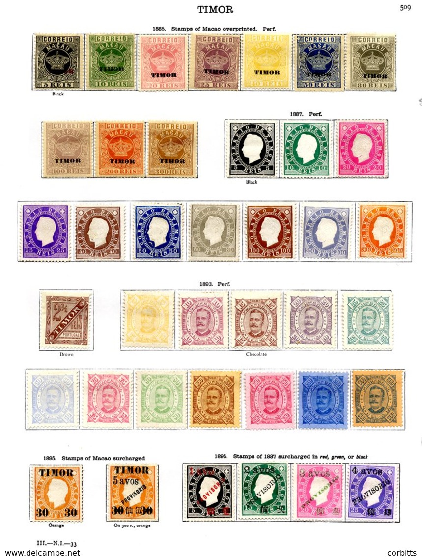 PORTUGAL (TIMOR) 1885-1923 Mainly M With 1885 Set, 1887 To 300r M, 1894 Set M, 1894 New Currency, Provisionals, Republic - Sonstige & Ohne Zuordnung