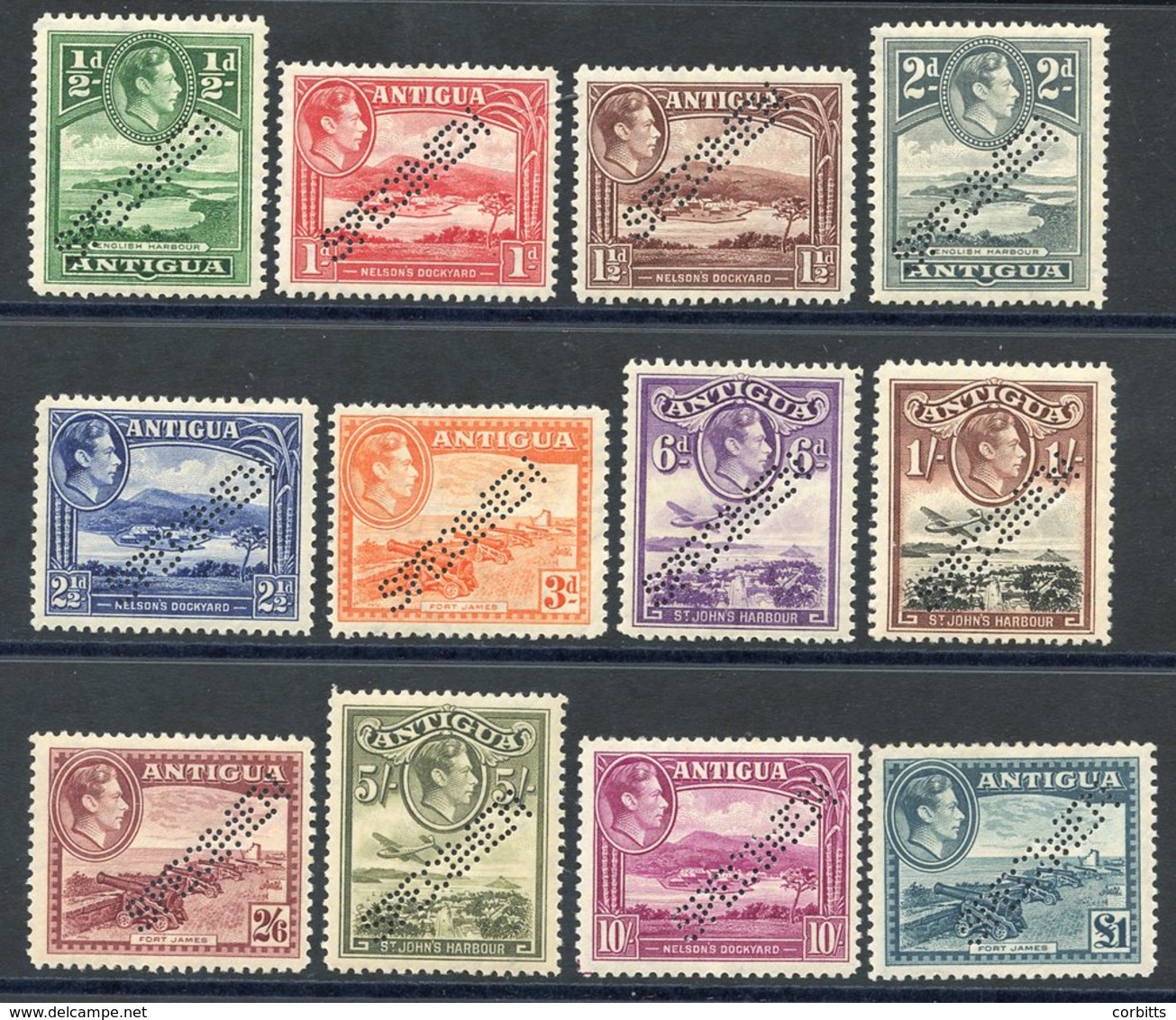 1938 Defin Set Perforated 'SPECIMEN' Type W8 Or W9 (SG. 98s-109s) UM Values To 5s Toned Gum, 10s & £1 Fresh. Cat. £300.  - Sonstige & Ohne Zuordnung