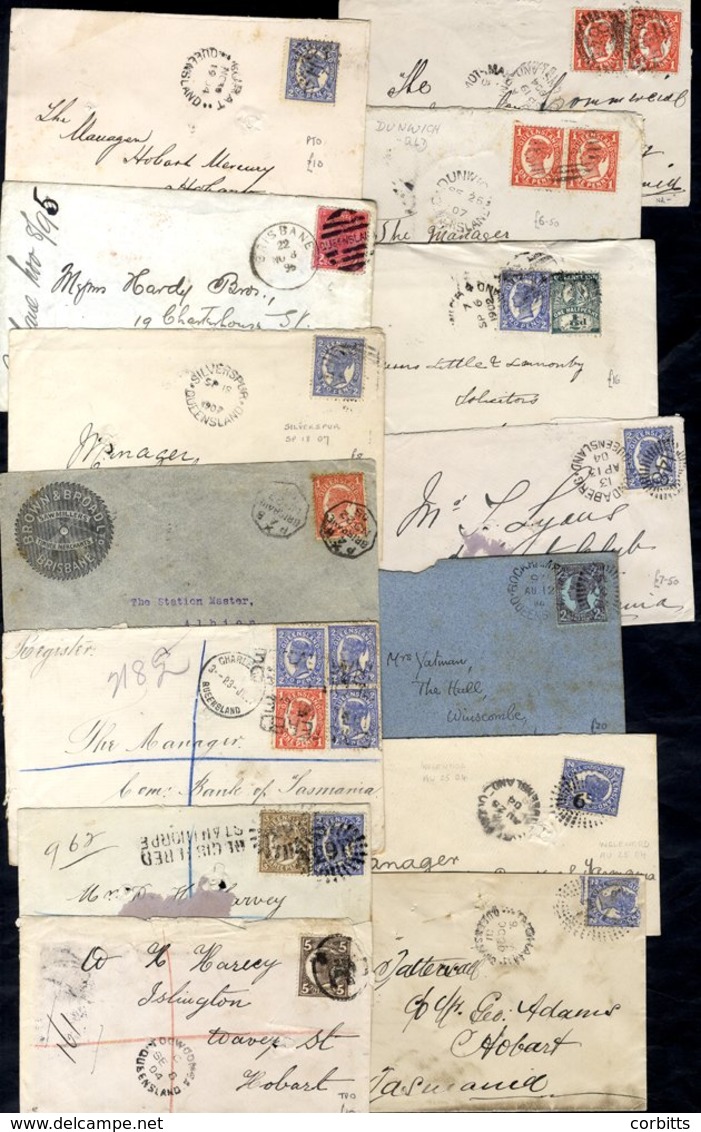 QV Issues On Cover To C1911 Incl. Registered (3), Illustrated Envelope (Toowoomba Hotel), PPC's (3) & Stationery (13) In - Otros & Sin Clasificación