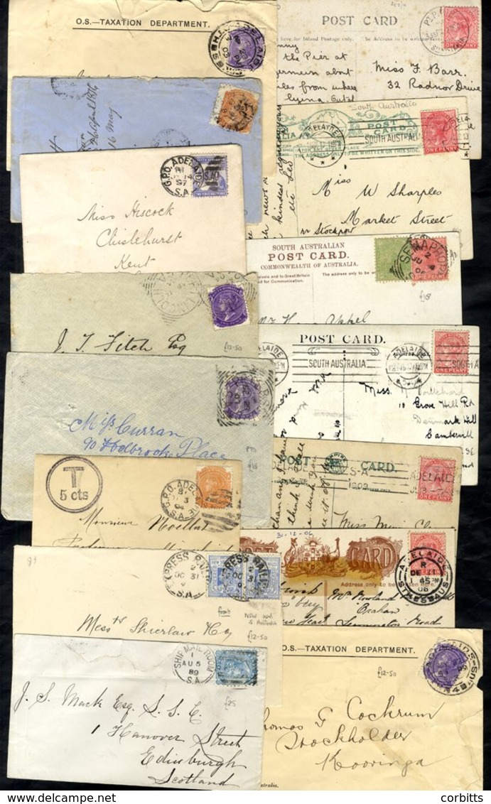 1880's-1910 Covers (10) Incl. 6d With Ship Mail Room Duplex, Tied (front) To Noumea, PPC's (9) Incl. To Foochow & Adelai - Other & Unclassified