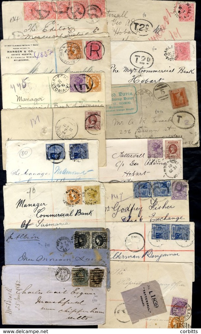 1862-1910 Covers Incl. 6d Pair To New Zealand (1865), Registered (10) - Incl. 5d Single Frankings), Underpaid (3), Adver - Autres & Non Classés