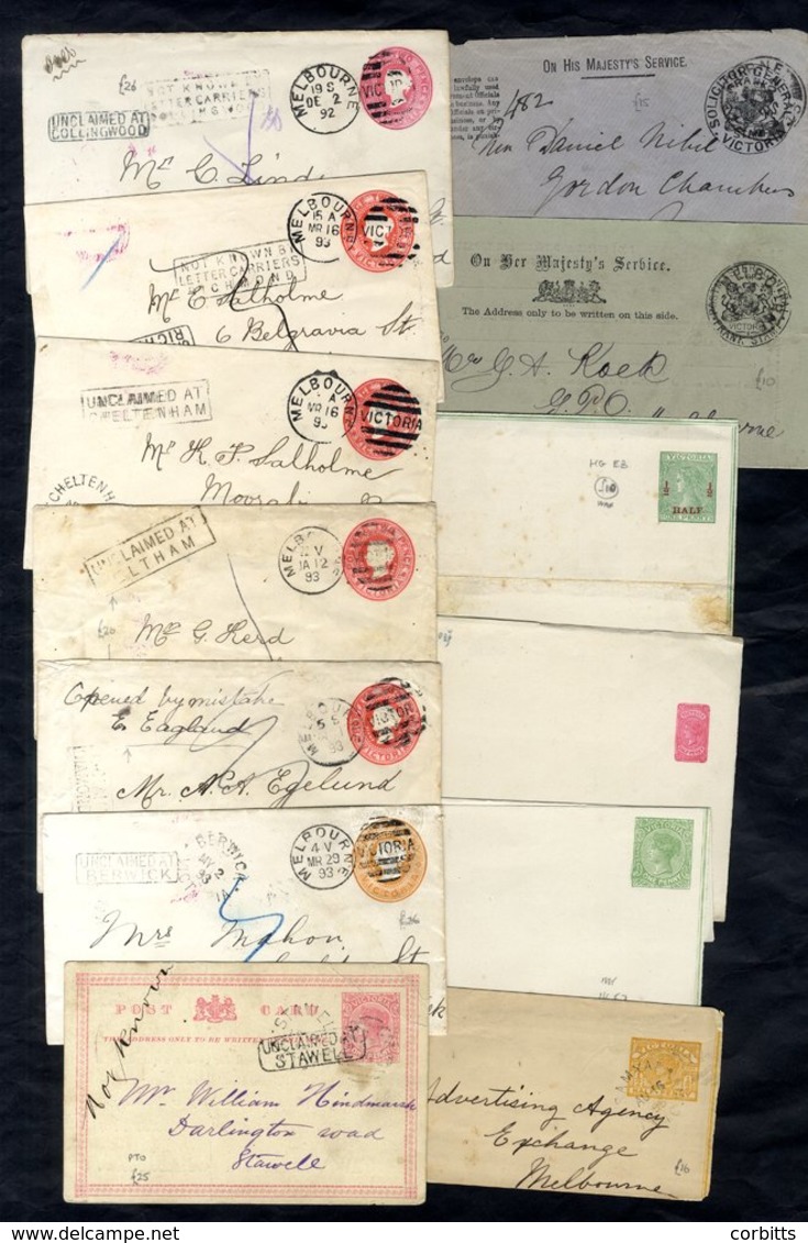 Postal Stationery - Good Variety Of Cards, Letter-cards & Envelopes Incl. Different Boxed 'UNCLAIMED AT…' Cachets (7) Wi - Other & Unclassified